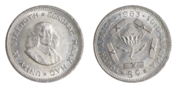 South Africa, 1963 Silver 5 Cents, GEF