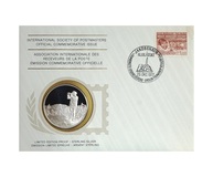Greenland, 1977 medallic First Day Cover, International Society of Postmasters, Sterling silver Proof Medal, FDC