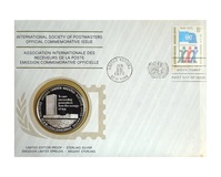 United Nations, 1976 Medallic First Day Cover, International Society of Postmasters, Sterling silver Proof Medal, FDC