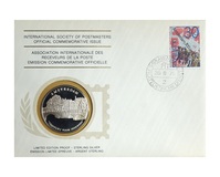 Netherlands, 1976 Medallic First Day Cover, International Society of Postmasters, Sterling silver Proof Medal, FDC