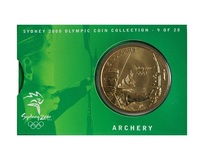 2000 Sydney Olympics Australian $5 "ARCHERY" Bronze Coin in Original Packaging, UNC
