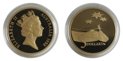 Australian 1992 Five Dollar Proof Coin Commemorating The International Year of Space, Proof in Capsule as Issued, FDC