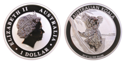 Australia, 2015 1oz 0.999 Fine Silver Koala resting on branch, UNC Encapsulated