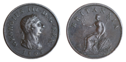 1806 Farthing, Britannia, (Soho Mint), VF