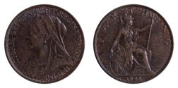 1898 Farthing, Dark Mint Toned, RVF
