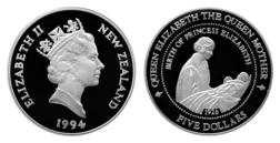 New Zealand, 5 Dollars 1994 Silver Proof in Capsule FDC