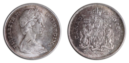 Canada, 1965 Silver 50 Cents Coin, GVF