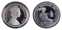 Gibraltar, 2005 Five Pounds, Bicentenary '1805 TRAFALGAR 2005' "Nelson's Early Years" Silver Proof, FDC