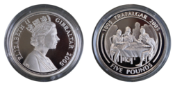 Gibraltar, 2005 Five Pounds, Bicentenary '1805 TRAFALGAR 2005' "The Nelson Touch - Band of Brothers" Silver Proof, FDC