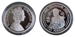 Gibraltar, 2005 Five Pounds, Bicentenary '1805 TRAFALGAR 2005' "Napoleon Bonaparte" Silver Proof, FDC