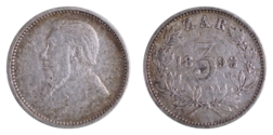 1896 South Africa, Kruger Threepence, GF/aVF