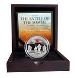 2016 Silver Proof with Colour Guernsey £5 Coin Box + Certificate "The Battle of The Somme". FDC