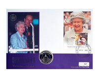 2002 Falkland Islands, Queen Elizabeth II Golden Jubilee 1952-2002 Silver Proof 50p Coin Sealed within a Large 1st Day Coin Cover 067