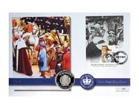 2002 Falkland Islands, Queen Elizabeth II Golden Jubilee 1952-2002 Silver Proof 50p Coin Sealed within a Large 1st Day Coin Cover 160