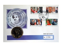 Turks & Cacos Islands, 1991 One Crown Commorating  Diana's 10th Wedding Anniversay, Issued by Coins & Stamps of the World, Choice UNC No 1356