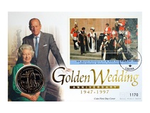 Republic of Liberia, 1 Dollar 1997 'Golden Wedding' Anniversary, Mercury Cover Clean as Issued No 1170