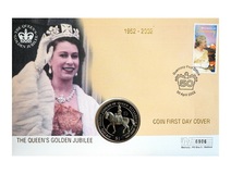 British Virgin Islands, 2002 Cu-Ni One Dollar Coin Commemorating Queen Elizabeth II Golden Jubilee Year 1952-2002, Clean Cover UNC, No 6906