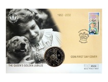 British Virgin Islands, 2002 Cu-Ni One Dollar Coin Commemorating Queen Elizabeth II Golden Jubilee Year 1952-2002, Clean Cover UNC, No 4523
