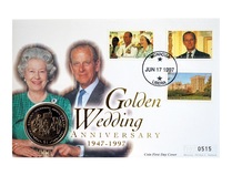 Republic of Liberia, 1 Dollar 1997 'Golden Wedding Anniversary Crown 1947-1997 Clean as Issued No 0515