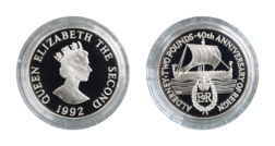 Alderney, 2 Pounds 1992 Silver Proof, Rev: '40th Anniversary Reign of Elizabeth II. in Capsule of issue FDC