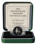 UK, 1992 Ten pence, Silver Piedfort Proof in New smaller size Royal Mint Boxed with Certificate FDC