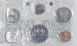 1972 Canada Brilliant Uncirculated (6-Coins) Dollar to Cent, sealed in a Pliofilm Packet