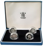 1997-2000 UK one Pound Silver Proof 'PIEDFORT' Collection with Royal Mint Certificate FDC