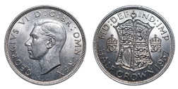 1937 Half crown, Mint Lustre, obv jabbing 74620