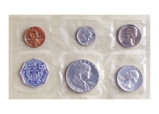 1962 US, Proof Year (5) coin Collection, Silver Half Dollar to Cent, Plastic pack only, FDC