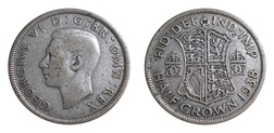1938 Half crown, Fine
