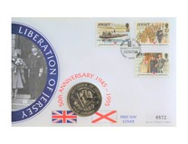 Jersey, 1995 Two Pounds Cu-Ni Coin, '50th Anniversary of Liberation' 1st Day Coin Cover, Very Clean
