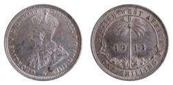 British West Africa, 1913 Silver Shilling, GVF ek