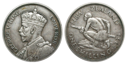 New Zealand, 1933 shilling, GVF