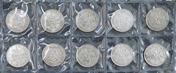 George VI. Scottish Shillings (1937- 1946) Silver set. 10 Coins, GF to VF