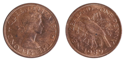 New Zealand, 1959 Penny, aUNC almost full Lustre
