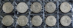 George VI  Florins Set, (1937-46) Silver date run 10 Coins, Sealed in a Pliofilm Packet, GF to VF