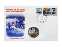 1989 Marshall Islands 5 Dollars "First Man on the Moon" First day Coin Cover, Choice UNC