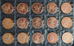 Elizabeth II. Two-Pence 1998 (15- Coins) Brilliant Uncirculated Set, Sealed in acid free Pliofilm Packet.