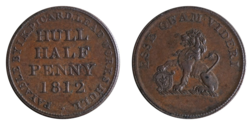 Hull (Yorkshire) Picard's Halfpenny token, dated 1812, GVF