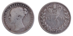 1875 Victoria YH. Silver 3d, FAIR