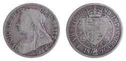 73622 Victoria Old head Silver 1896 Half crown, aFine