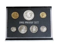 New Zealand, 1992 Proof (7-Coin) Collection, Commemorating 25 Years of Decimal currency  with a Silver 5 Dollar