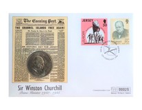 1965 Five Shilling Churchill Crown, enclosed within a Mercury First Day Coin Cover, UNC