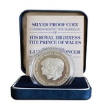 1981 Royal Wedding Prince Charles Lady Diana Silver Proof Crown, Box and Certificate, light Toned aFDC