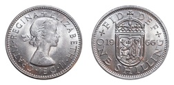 1966 Scot Shilling, taken from a mint bag, UNC