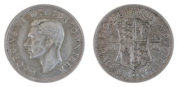 1940 George VI Silver Half crown, aVF