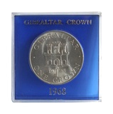 Gibraltar, 1968 One Crown, Case second hand, otherwise UNC