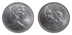 Isle of Man, 1970 Twenty-Five Pence, Manx Cat Cupro-Nickel Crown, UNC in capsule