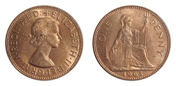1963 Penny, UNC