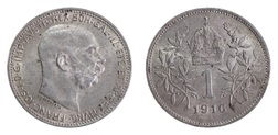 Austria, 1916 silver Corona, GVF